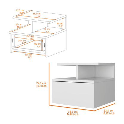 White Floating Nightstand with One Drawer for Bedroom