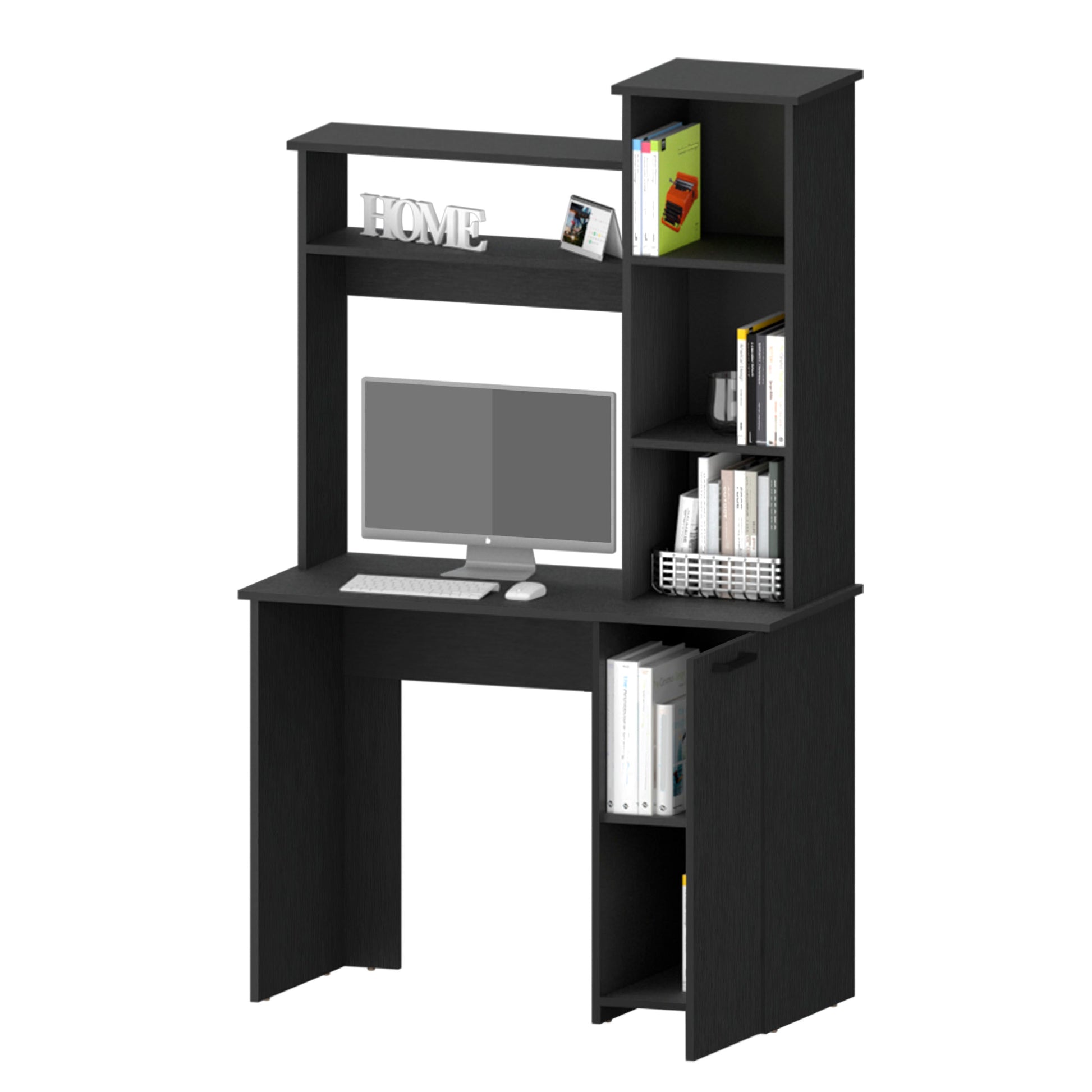 Wenge 3-Tier Storage Shelves Computer Desk - Office Desk
