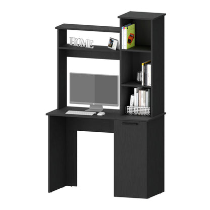Wenge 3-Tier Storage Shelves Computer Desk - Office Desk
