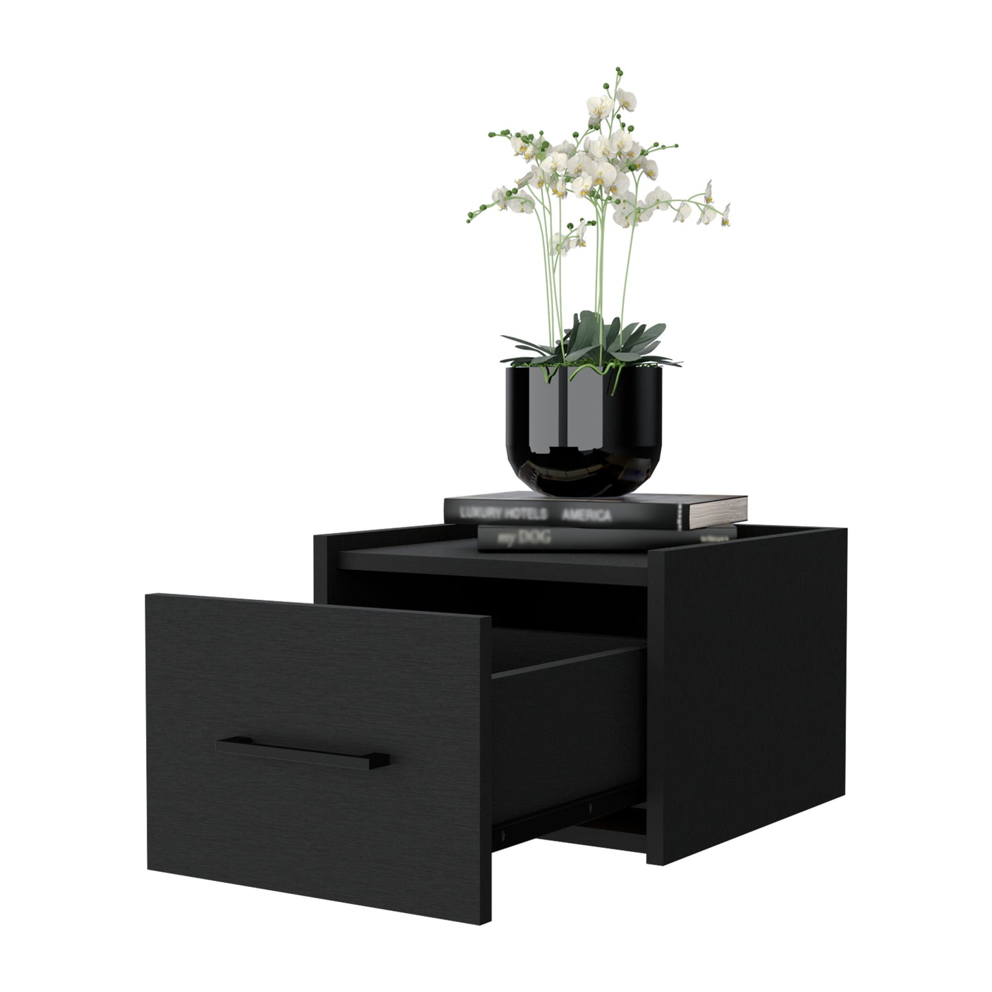 Wenge Floating Nightstand with One Drawer for Bedroom