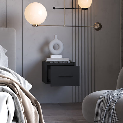 Wenge Floating Nightstand with One Drawer for Bedroom
