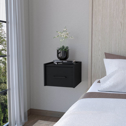 Wenge Floating Nightstand with One Drawer for Bedroom