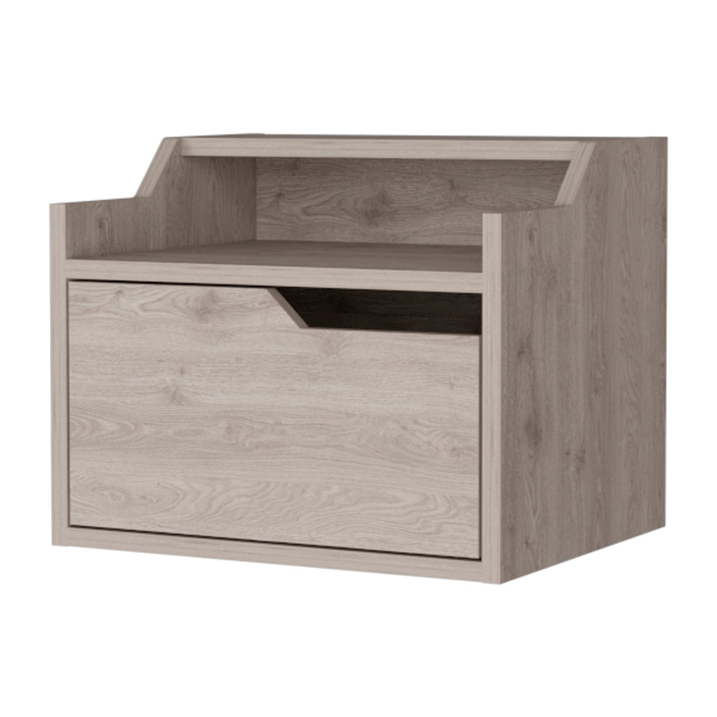 Light Gray Dual-Shelf Nightstand - Easy Assembly for Bedroom