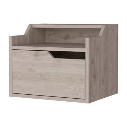 Light Gray Dual-Shelf Nightstand - Easy Assembly for Bedroom