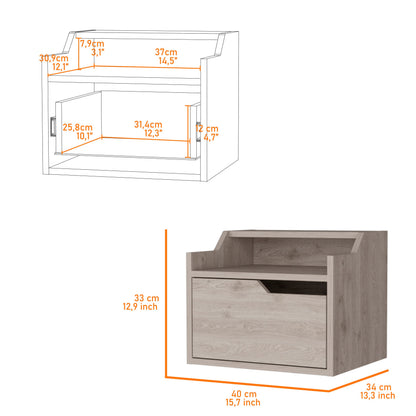 Light Gray Dual-Shelf Nightstand - Easy Assembly for Bedroom