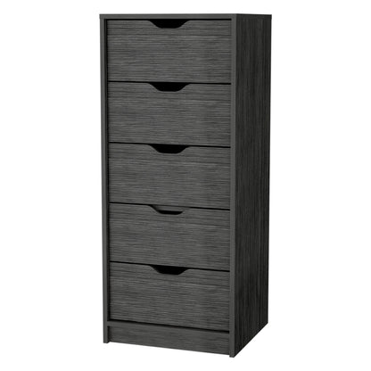 Smokey Oak 5 Narrow Drawer Dresser - Gray Wood for Bedroom