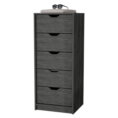 Smokey Oak 5 Narrow Drawer Dresser - Gray Wood for Bedroom