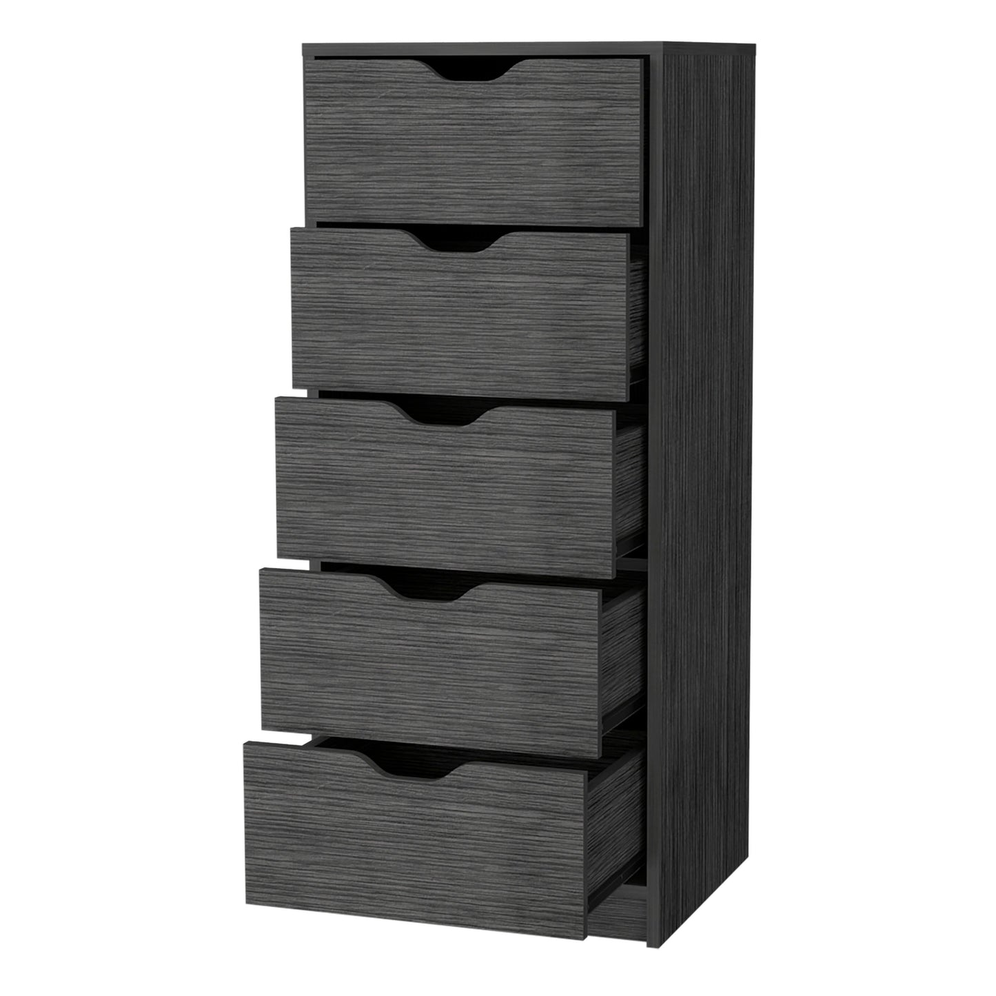 Smokey Oak 5 Narrow Drawer Dresser - Gray Wood for Bedroom