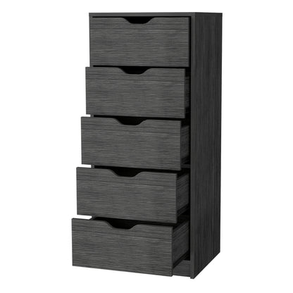 Smokey Oak 5 Narrow Drawer Dresser - Gray Wood for Bedroom