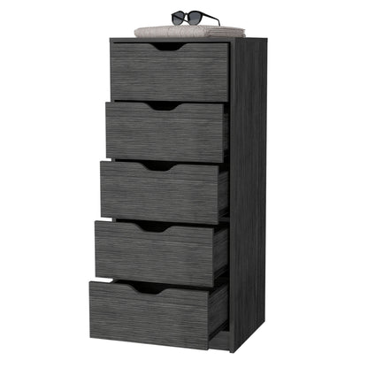 Smokey Oak 5 Narrow Drawer Dresser - Gray Wood for Bedroom