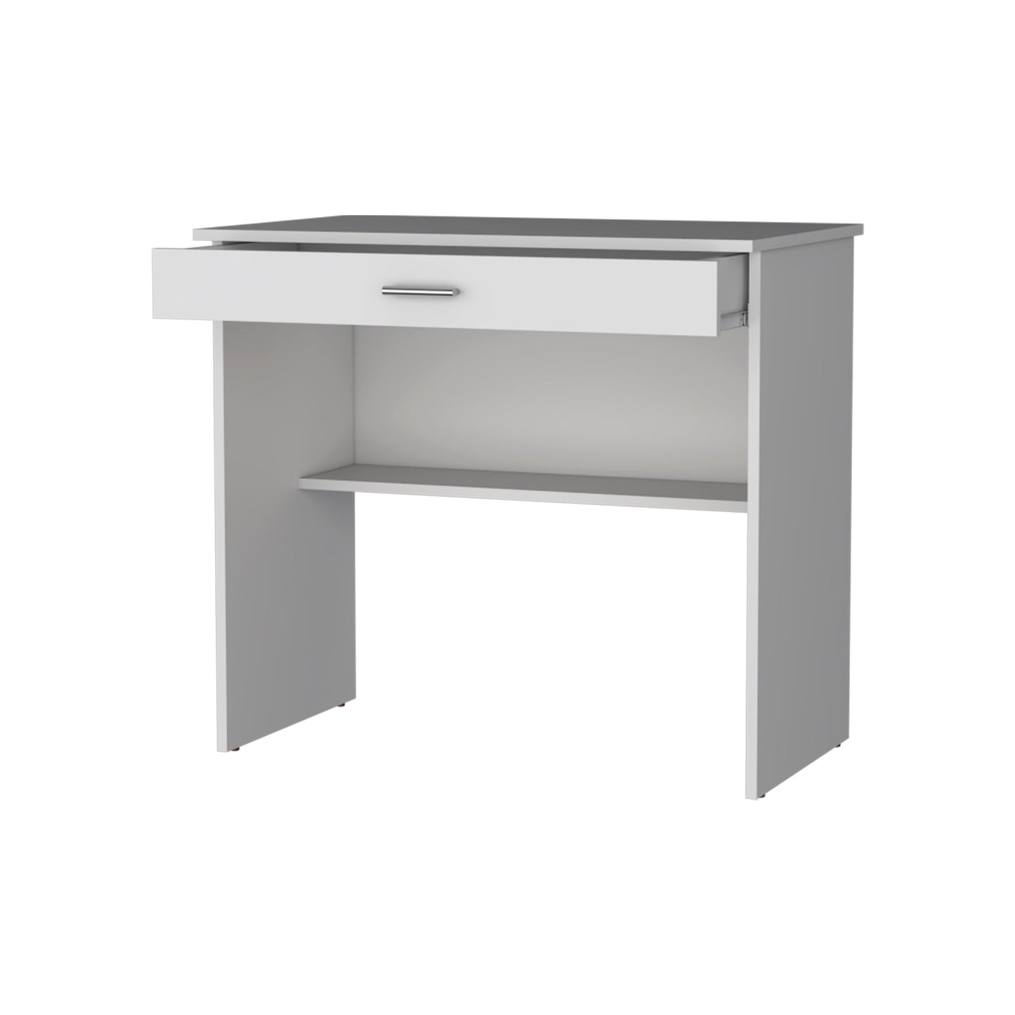 White Storage Desk with Drawer and Shelf - Work From Home Office