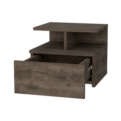 Walnut Floating Nightstand with 1 Drawer for Bedroom
