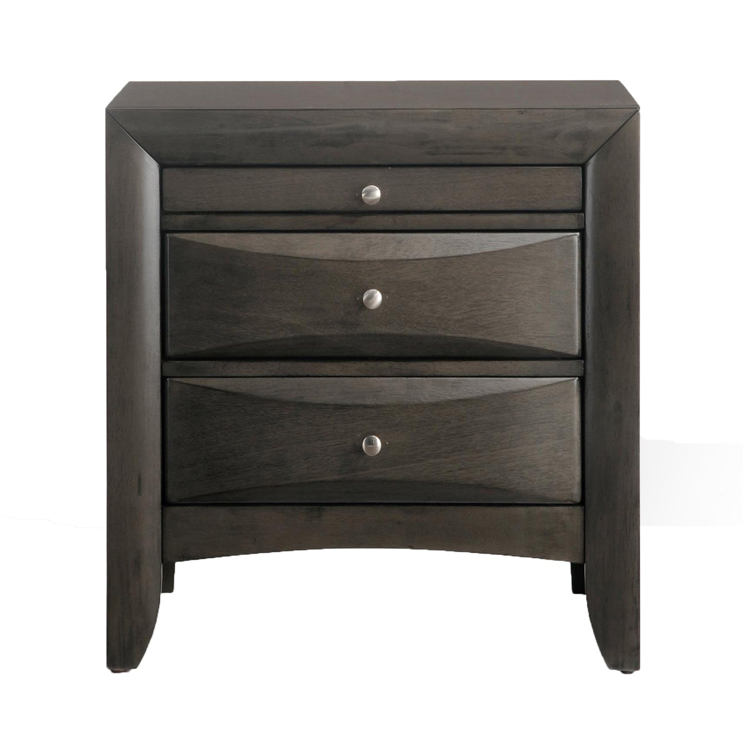 Oak Rectangle Nightstand with 2 Drawers for Bedroom