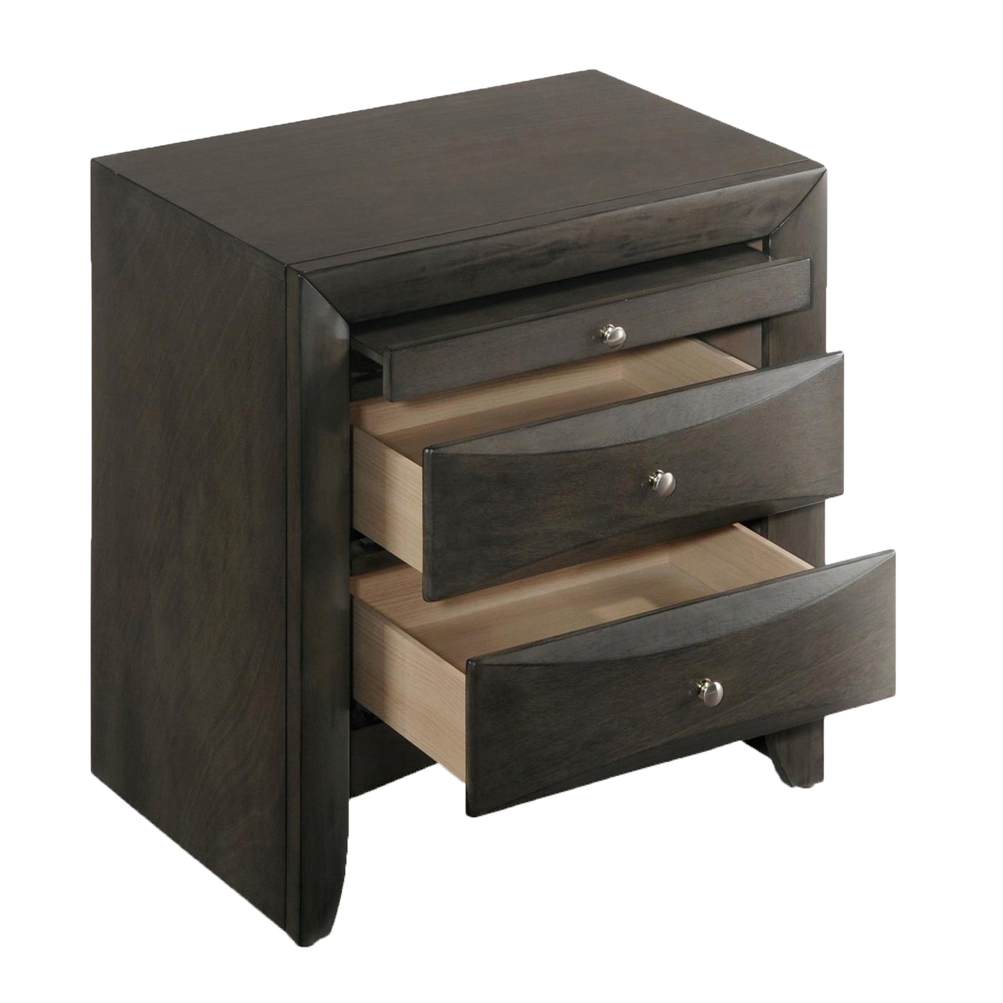 Oak Rectangle Nightstand with 2 Drawers for Bedroom