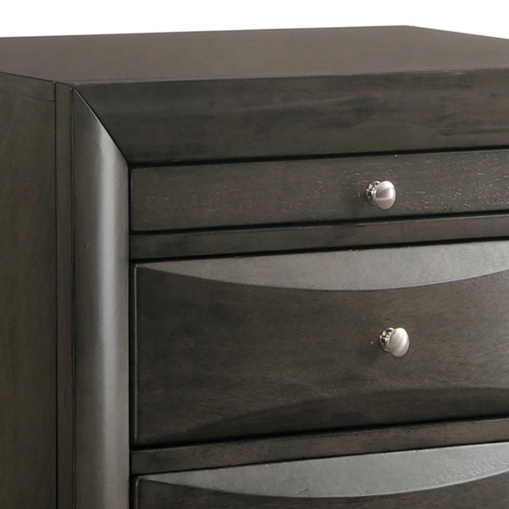 Oak Rectangle Nightstand with 2 Drawers for Bedroom