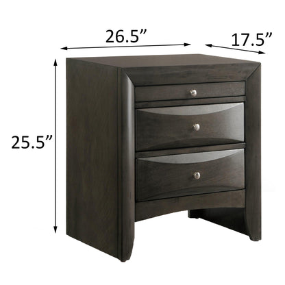 Oak Rectangle Nightstand with 2 Drawers for Bedroom