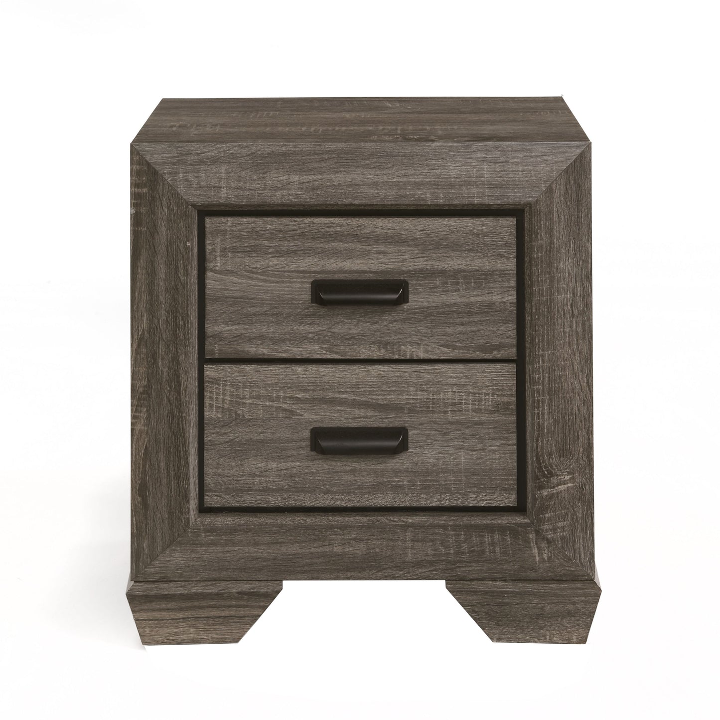 Brown Rustic Rectangle Nightstand with 2 Drawers
