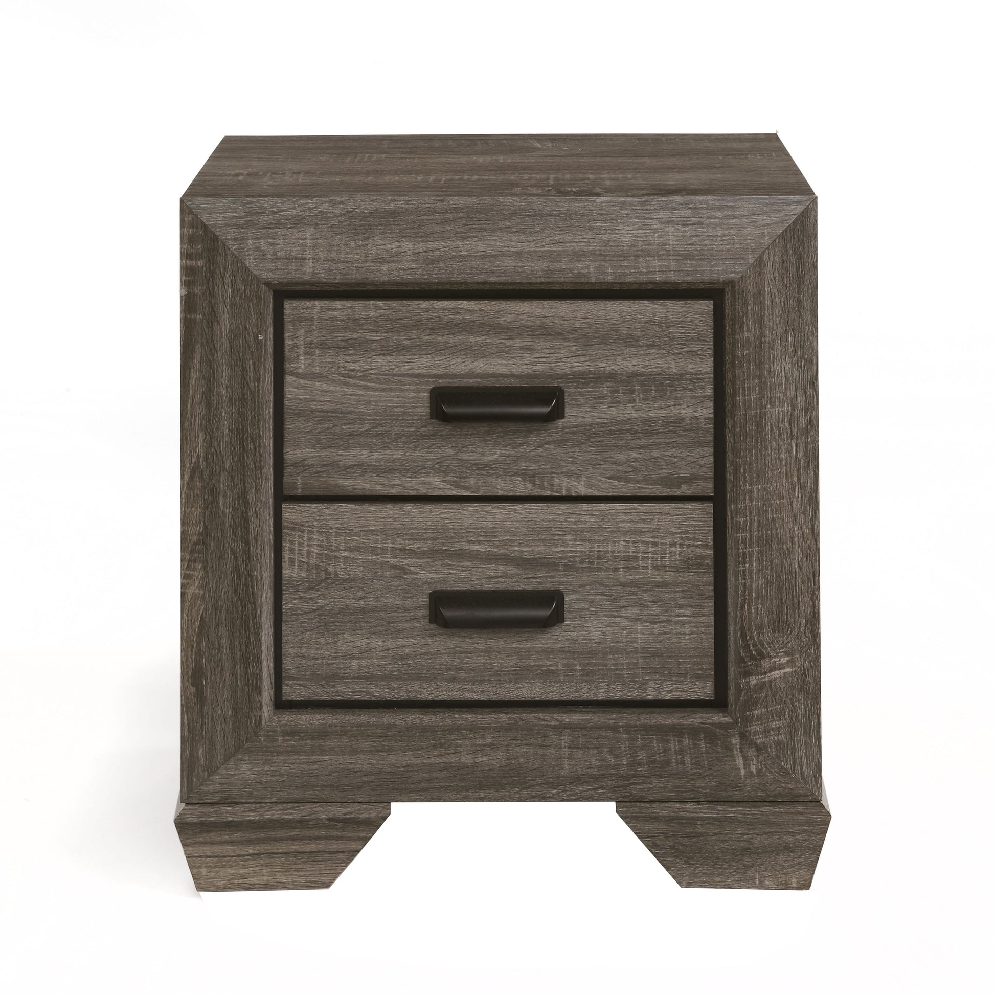 Brown Rustic Rectangle Nightstand with 2 Drawers