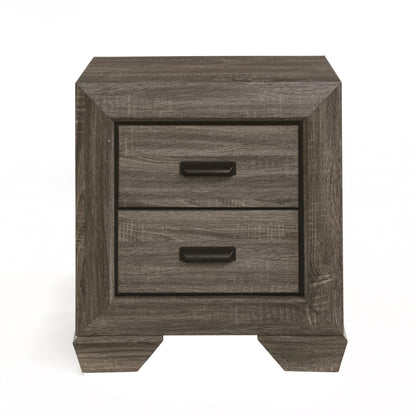 Brown Rustic Rectangle Nightstand with 2 Drawers