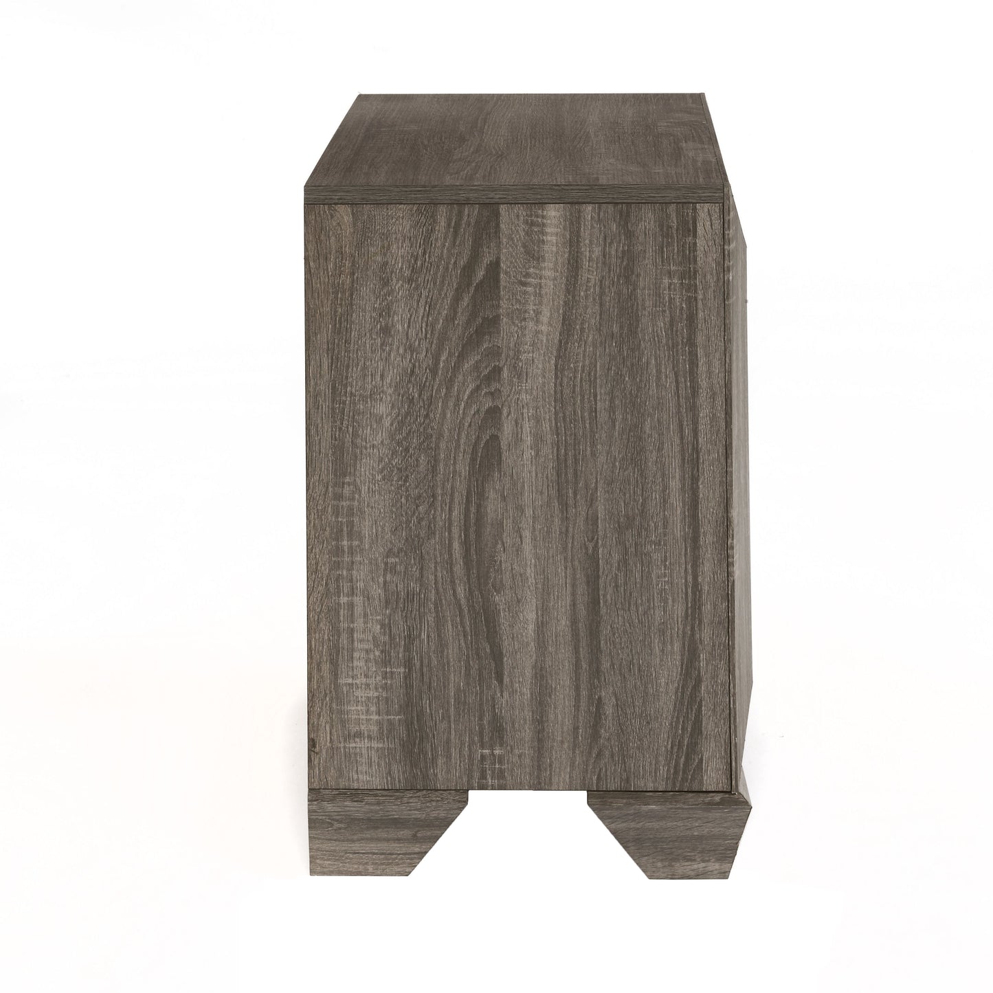 Brown Rustic Rectangle Nightstand with 2 Drawers
