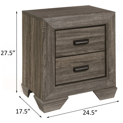 Brown Rustic Rectangle Nightstand with 2 Drawers