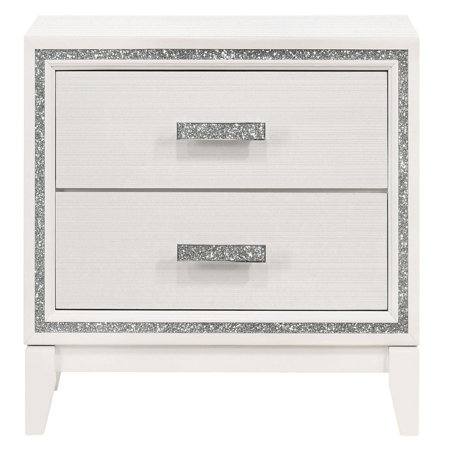 White Rectangle 2 Drawer Nightstand for Bedroom