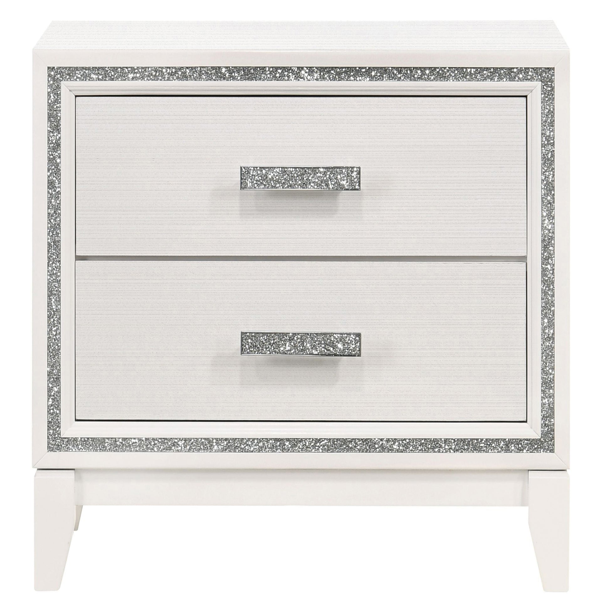 White Rectangle 2 Drawer Nightstand for Bedroom