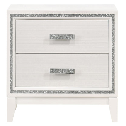 White Rectangle 2 Drawer Nightstand for Bedroom