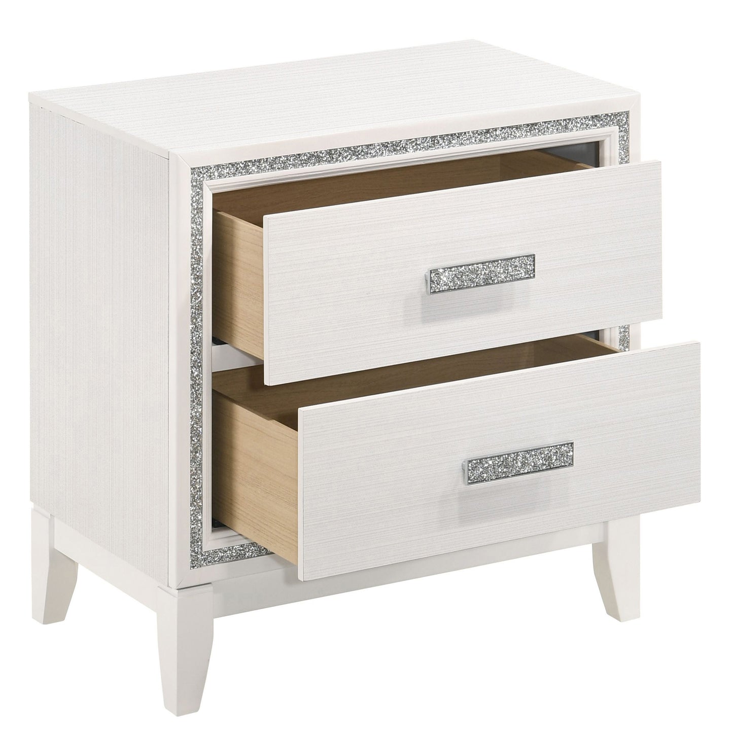 White Rectangle 2 Drawer Nightstand for Bedroom
