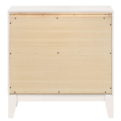 White Rectangle 2 Drawer Nightstand for Bedroom