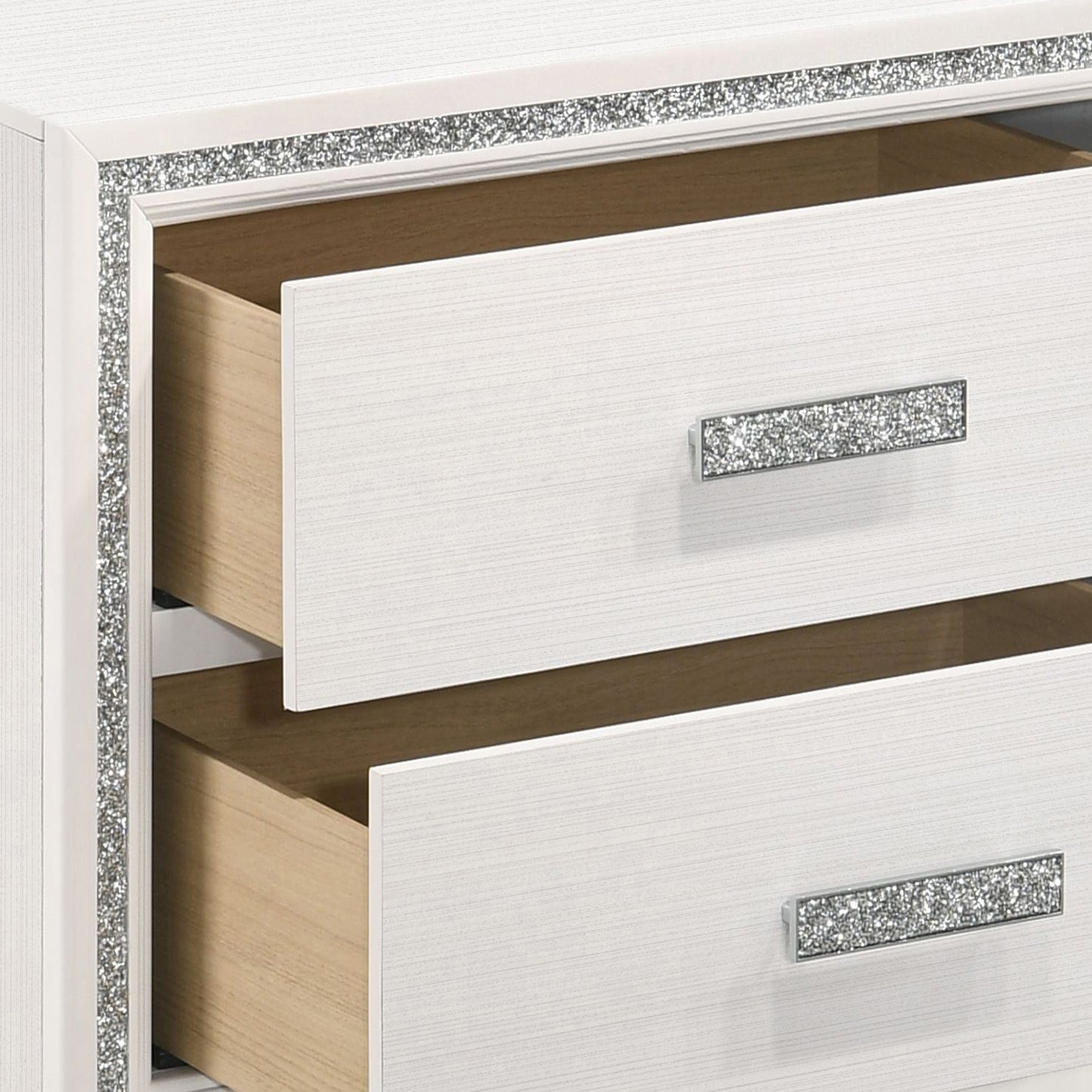 White Rectangle 2 Drawer Nightstand for Bedroom