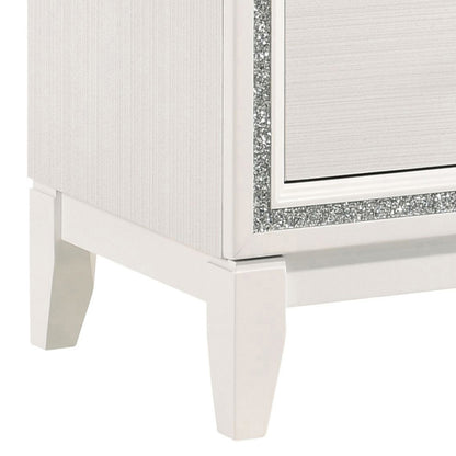 White Rectangle 2 Drawer Nightstand for Bedroom