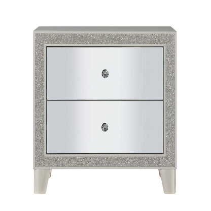 Champagne 2-Drawer Mirrored Nightstand - Bedroom Storage