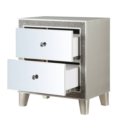 Champagne 2-Drawer Mirrored Nightstand - Bedroom Storage