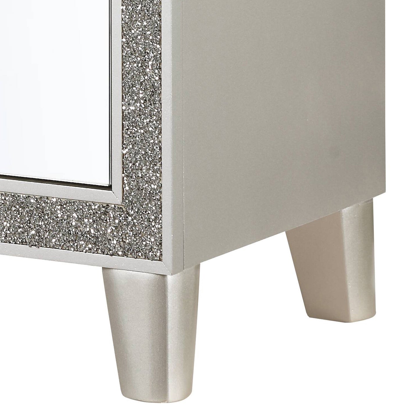 Champagne 2-Drawer Mirrored Nightstand - Bedroom Storage