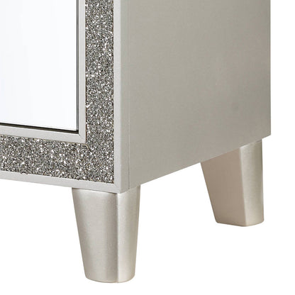 Champagne 2-Drawer Mirrored Nightstand - Bedroom Storage