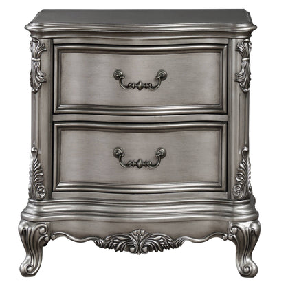 Antique Gray Rectangle Nightstand with 2 Drawers for Bedroom