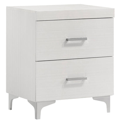 White Poplar 2-Drawer Nightstand for Bedroom Storage