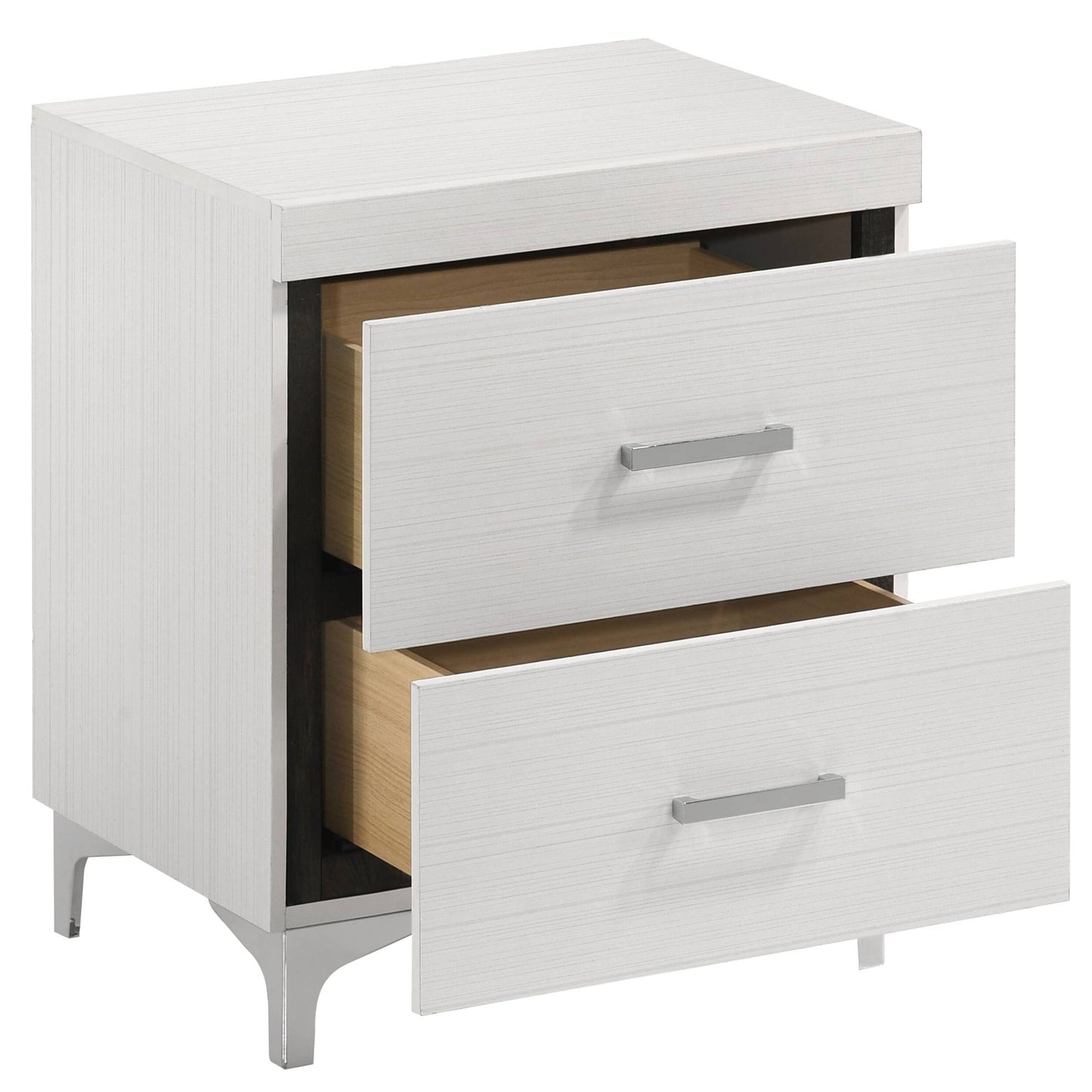 White Poplar 2-Drawer Nightstand for Bedroom Storage