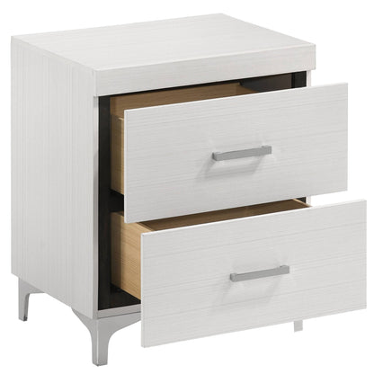 White Poplar 2-Drawer Nightstand for Bedroom Storage