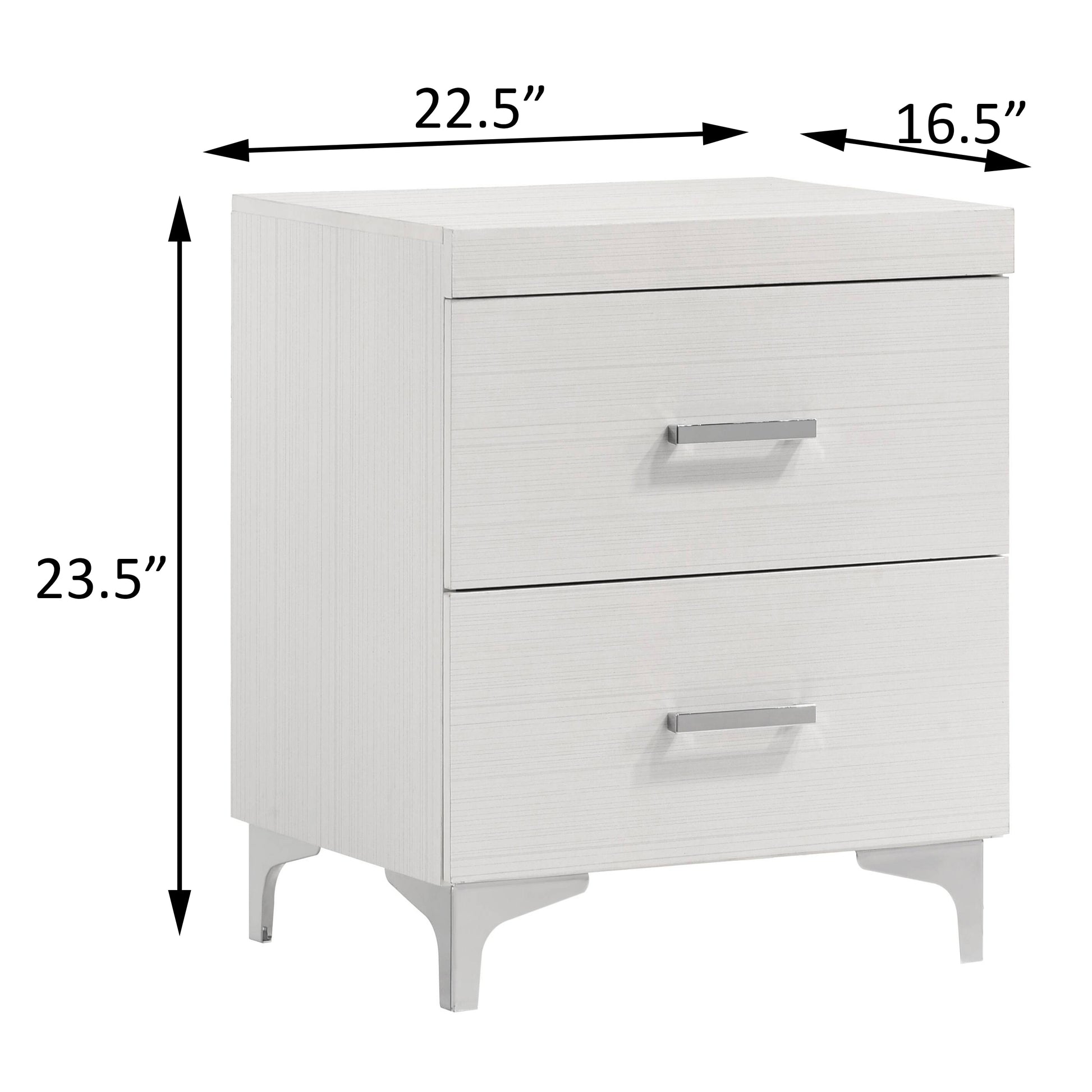 White Poplar 2-Drawer Nightstand for Bedroom Storage