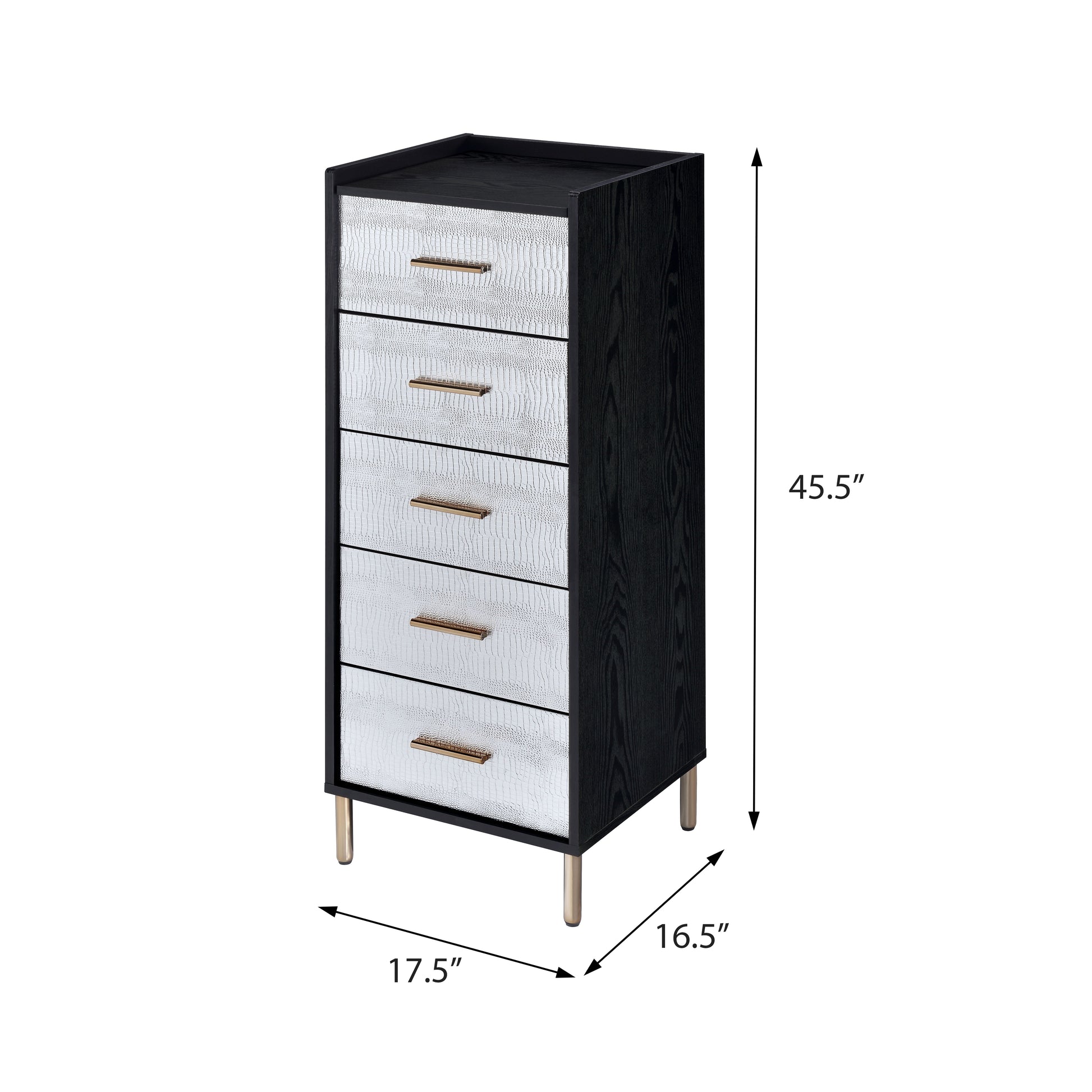 Black Silver Wood Metal Jewelry Armoire Bedroom Storage