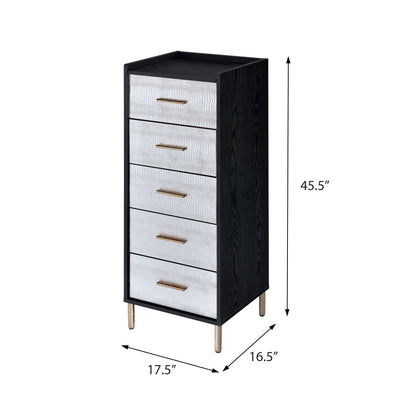Black Silver Wood Metal Jewelry Armoire Bedroom Storage
