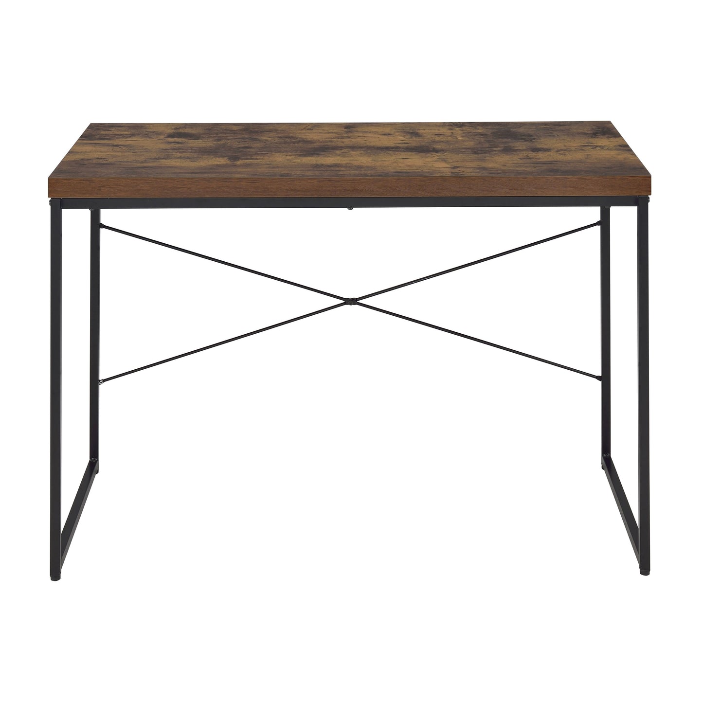Black Brown Wood Metal Writing Desk - Home Office Workspace