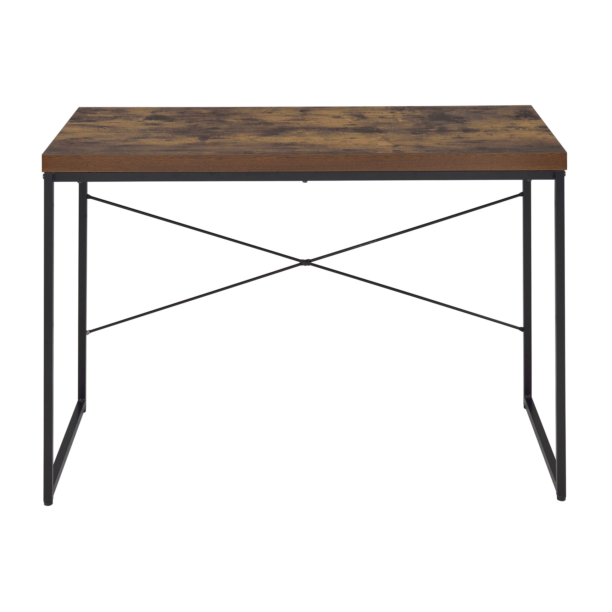 Black Brown Wood Metal Writing Desk - Home Office Workspace