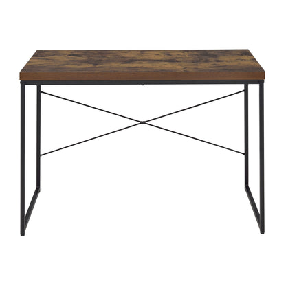 Black Brown Wood Metal Writing Desk - Home Office Workspace