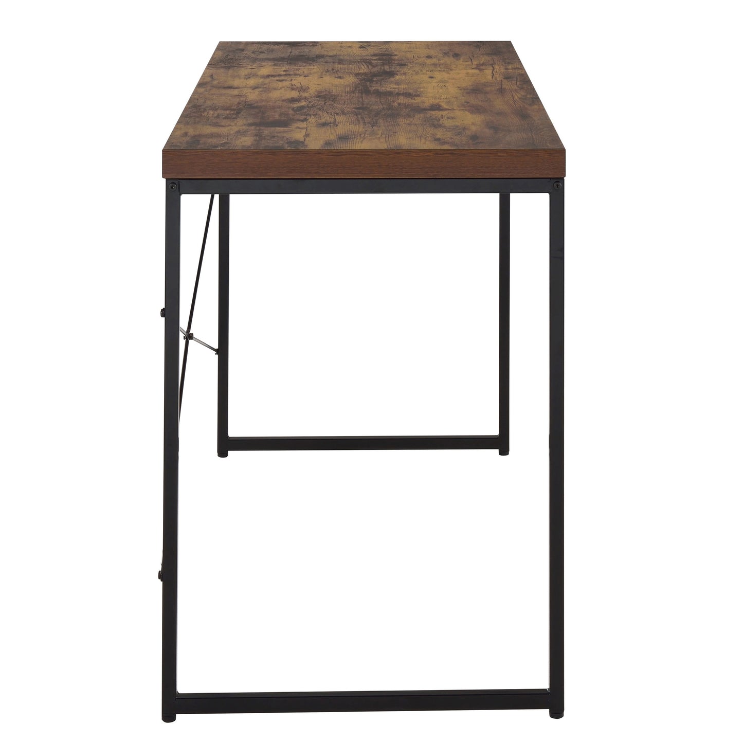 Black Brown Wood Metal Writing Desk - Home Office Workspace