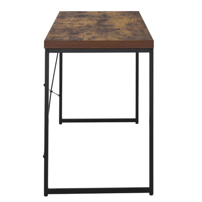 Black Brown Wood Metal Writing Desk - Home Office Workspace
