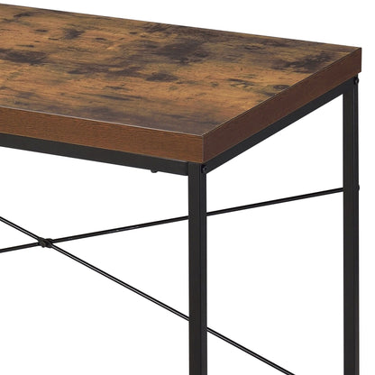 Black Brown Wood Metal Writing Desk - Home Office Workspace