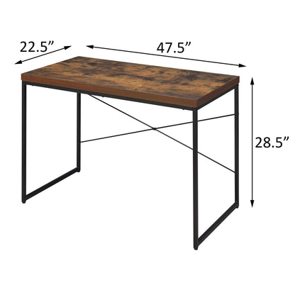 Black Brown Wood Metal Writing Desk - Home Office Workspace